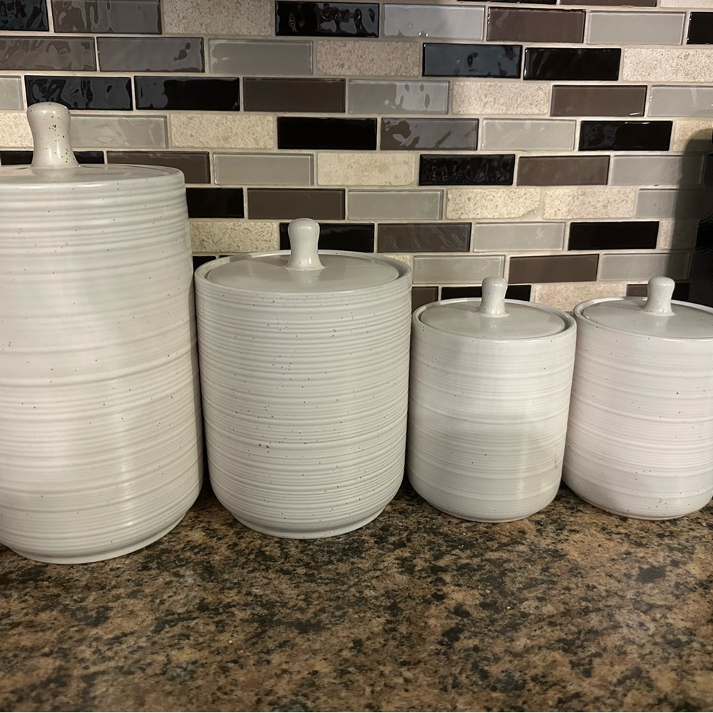 Studio McGee White Ceramic Kitchen Canister Set